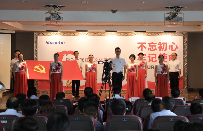陜鼓戰(zhàn)略黨支部、投資證券黨支部聯(lián)合參賽隊(duì)表演主題朗誦《七月的天空》.jpg